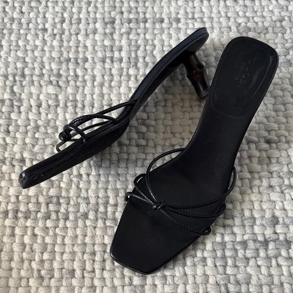 Gucci Black Strappy Bamboo Heels - Picture 1 of 7
